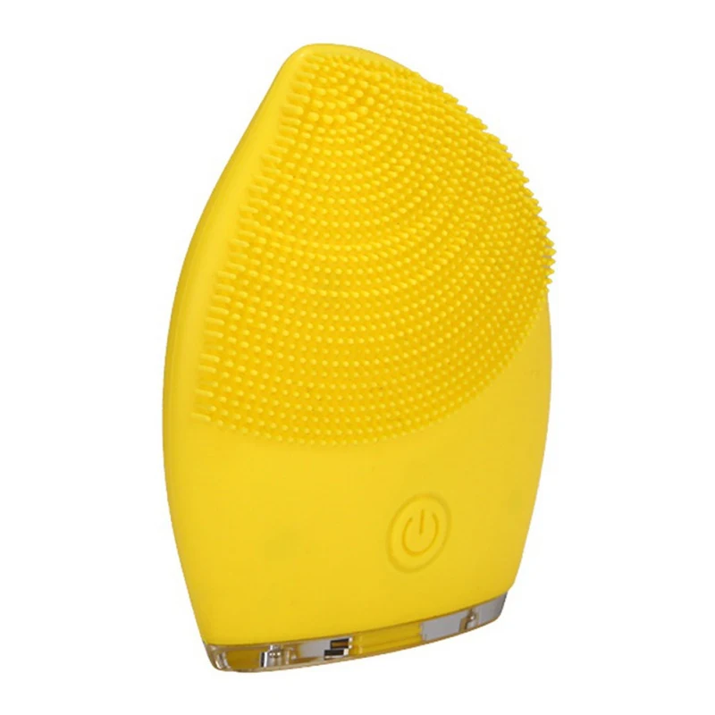 Зарядка при силиконовый чистящий инструмент вибрации для очистки пор третьей Шестерни Регулируемый Очищающая щетка для лица - Цвет: yellow