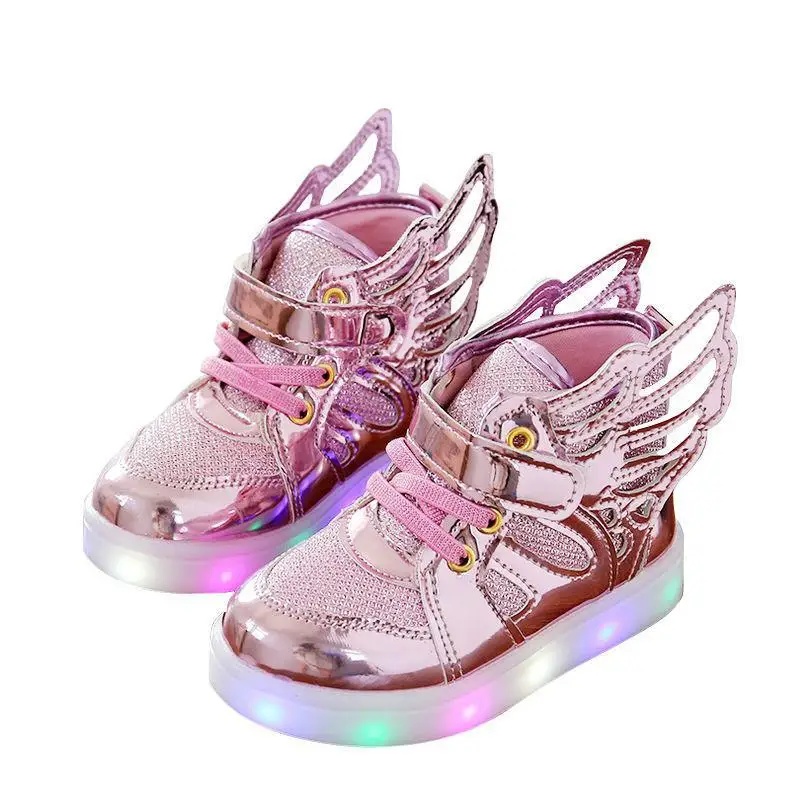 Zapatillas luminosas para y niñas, zapatos deportivos con luces Led brillantes, botas planas informales de ala de bebé - AliExpress Madre y niños