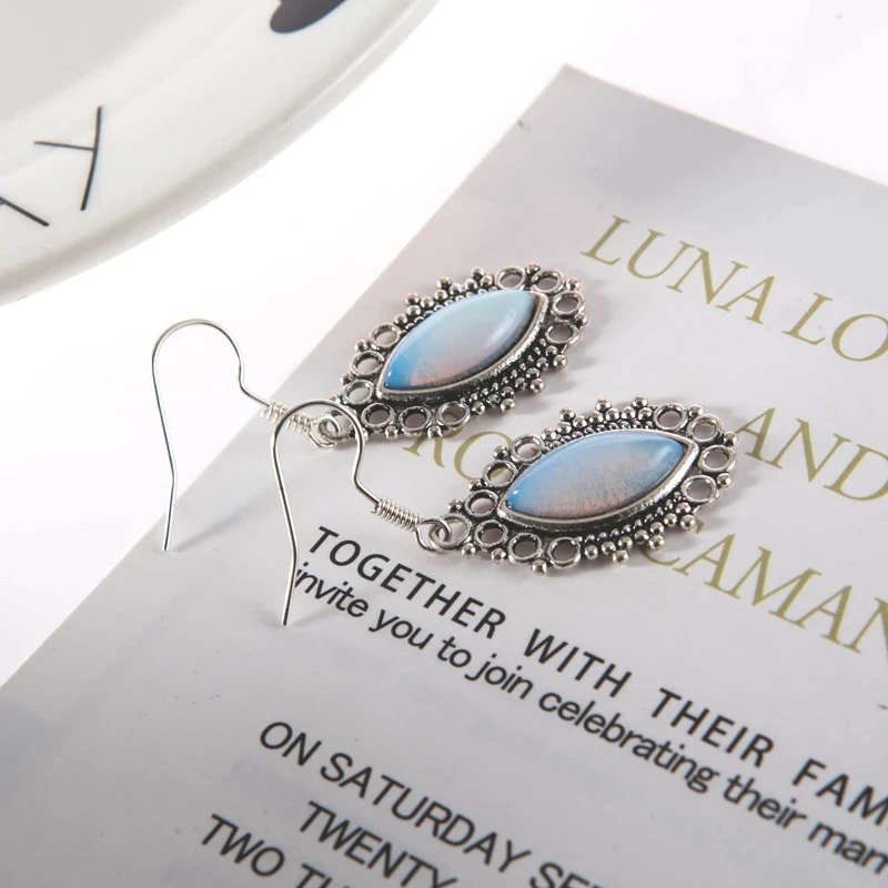 Glamour Women Popular Retro Moonlight Gemstone Pendant Earrings Fashion Jewelry Accessories Simple Single Product | Украшения и