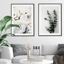 Белый плакат с розами Скандинавская Картина на холсте Eucalyptus Branc настенные художественные картины для гостиной современные декоративные принты на стене