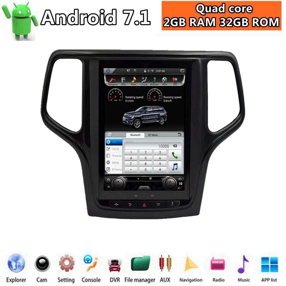 Для Jeep Grand Cherokee 2011-2013 FM Android 7,1 13,3 дюймов HD стерео DVD gps навигация