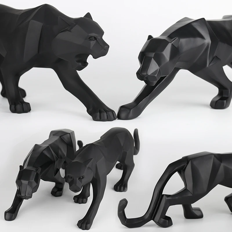 Black panther animal statue Resin abstract Geometric Style Decor Crafts Modern home livingroom office desktop Sculpture Ornament Ornament Crafts Resin Ornaments Resin Crafts Resin Crafts Accessories