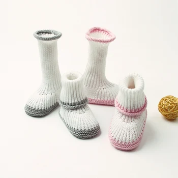 

Newborn Infant Toddler Girls First Walkers Winter Warm Knitted Fleece Booties Bow Snow Shoes Baby Crib Boots 0-14M