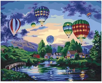 

Scenery Embroidery Mosaic Craft Hot Air Balloon Diamond Painting Kit Beads Picture Wall Paper Rhinestones Drawing Christmas Gift