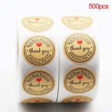 500 шт/рулон "спасибо" сердце круглые наклейки крафт-бумага с любовь наклейки рулон для DIY ручной работы изготовление подарочной карты/Подарочная коробка и т. Д