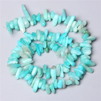 

Quality Natural Blue tianhe Amazonite jaspers stone Stick Beads spacer point charm pendants Beads For Jewelry Making 15" 10-24MM
