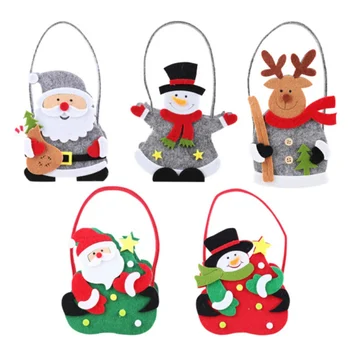 

New Christmas Eve Candy Bag Christmas Gift Bag-Red Snowman Christmas Candy Collection Bag with Various Patterns