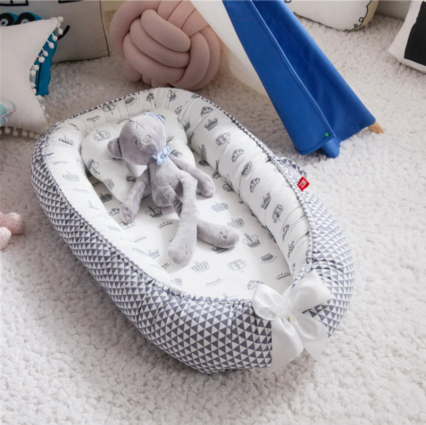 Моющаяся хлопковая детская кроватка для новорожденных с подушкой, переносная детская кроватка, детская люлька, бампер