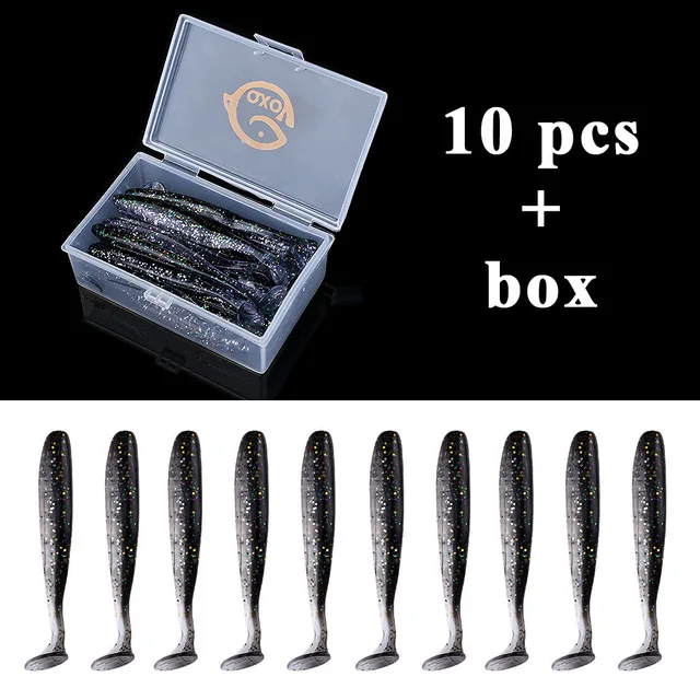 QXO Fishing Soft Lure Worm With Box Silicone Bait Swimbait Streamer Sea Fishing Spoon Lure 7cm 10cm Wobbler Set 10pcs