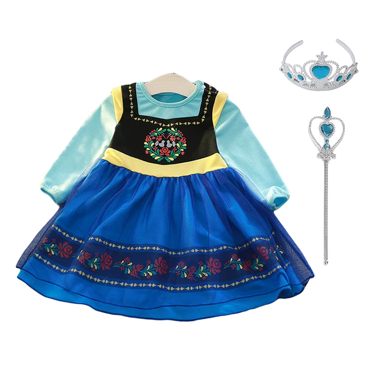 

Girls Princess Anna Elsa Dress Snow Queen Cosplay Costume Christmas Halloween Party Dress Kid Clothes Children Clothing Cotton