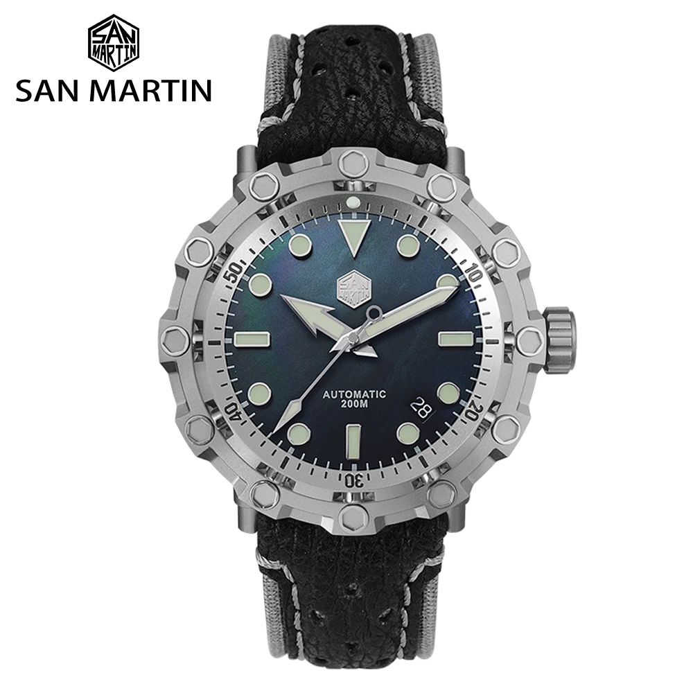 Мужские титановые часы San Martin SW200 механические с сапфировым покрытием