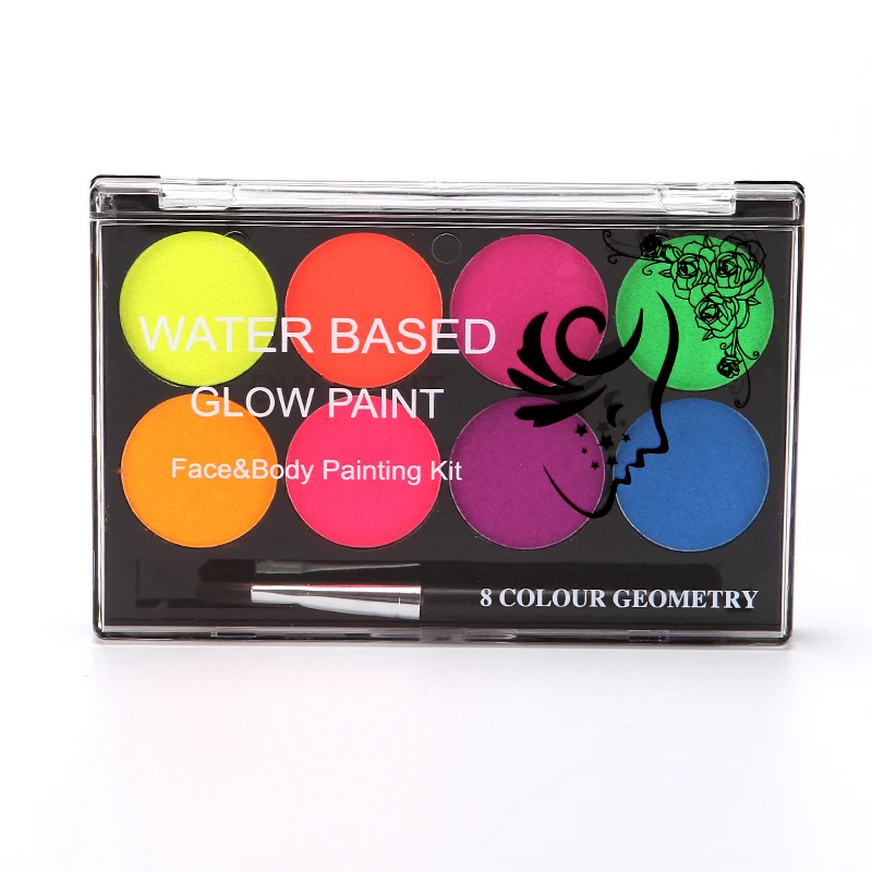 8 Colors Face Body Art Paint UV Glow Fluorescent Glowing Halloween Party Fancy Dress Beauty Makeup Tool