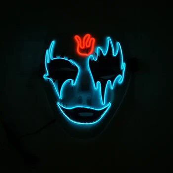 

Z Halloween Mask Unisex Ghost Dance Party And Bar Environment-friendly Plastic Gorgeous Color EL Cold Light Luminous Mask*
