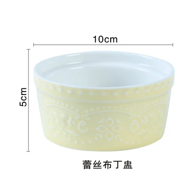 Light yellow Керамическая миска для выпечки, креативная печь для йогурта, пудинг, миска для выпечки мороженого, миска для десерта, фруктовый салатник - Цвет: Light yellow