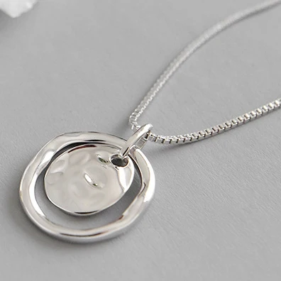 Platinum Настоящее Серебро S925 пробы, красивые ожерелья, простые неправильной формы, вогнутая поверхность, Ретро стиль, модные ожерелья с подвесками, Женские Ювелирные изделия - Цвет камня: Platinum