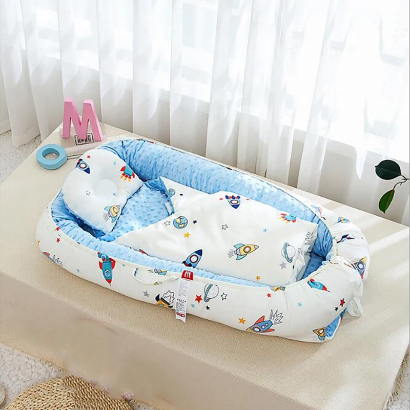 Детская кроватка для новорожденных, портативная кровать для путешествий, бархатная детская корзина для сна, двусторонняя хлопковая кроватка, постельные принадлежности, 2 шт./набор, YHM031