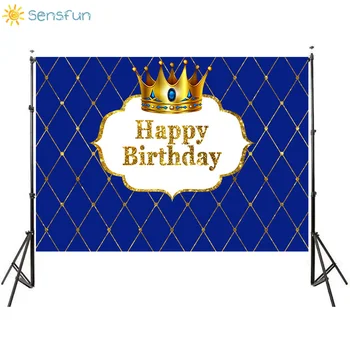 

Sensfun Royal Baby Theme Party Background Blue Golden Crown Boy 1st Birthday Photography Backdrops Baby Shower Vinyl Banner