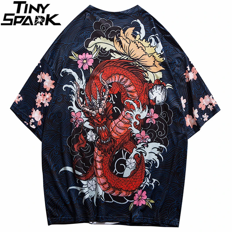 Men 2020 T Shirt Streetwear Fire Dragon T-Shirt Hip Hop Harajuku Tshirt Summer Beach Tops Tees Short Sleeve Thin Blue Hispter | Мужская