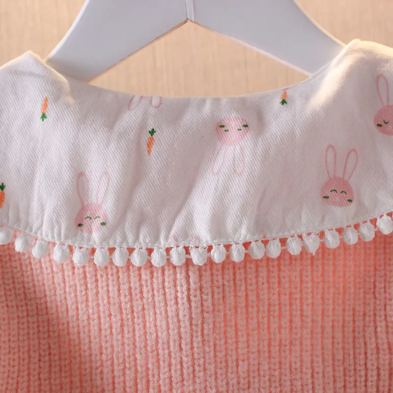 Spring Autumn Girls Shirt Clothes With Vest Long Sleeve Baby Cotton Linen Cardigan Shirt Turn Down Collar Blouse