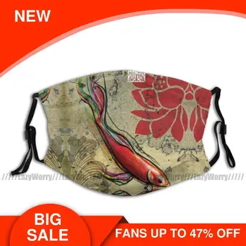

Goldfish Mouth Face Mask The Lucky Fish Facial Mask Polyester with 2 Filters Beautiful for Adult Mask