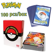 Tarjetas de Pokémon brillantes para niños, tarjetas holográficas en inglés, Vmax, Gx, versión en inglés y francés, 2021 unids/caja, regalo no repetido, 100