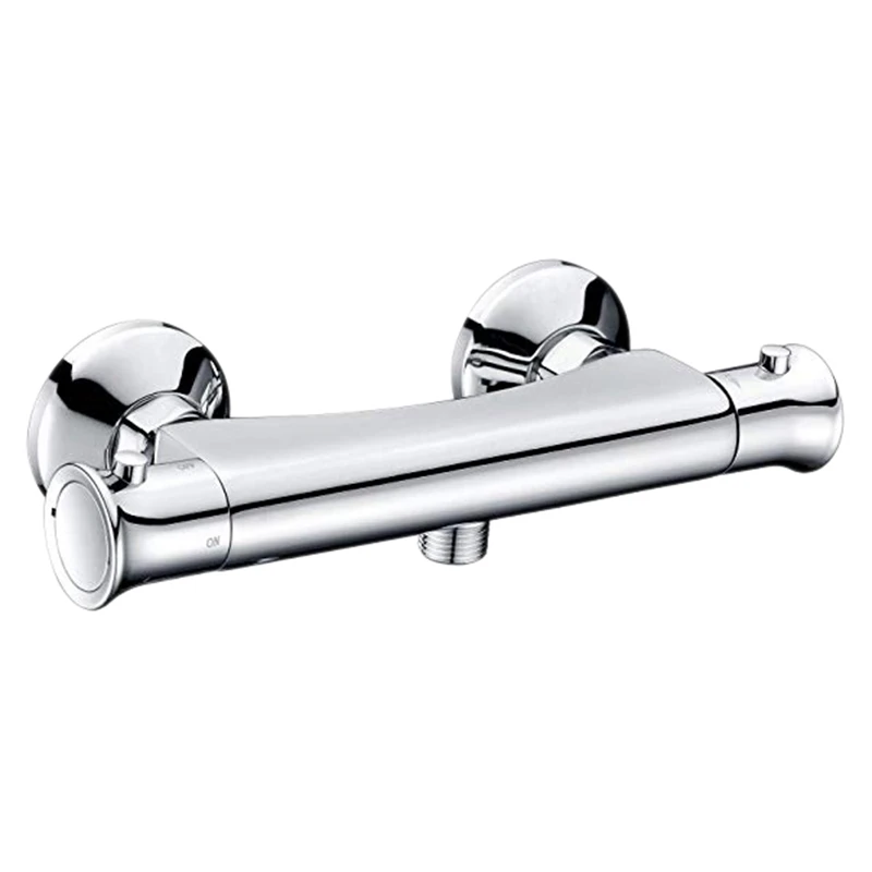 

Locus Modern Thermostatic Chrome Round Bar Mixer Shower Valve Outlet Tap Simple Diverter Valve Safety Faucet