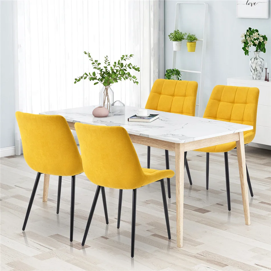 

2PCS Dining Chair Set Fabric Cushion Accent Chairs Leisure Side Chairs Guest Chairs Metal legs For Dining Room Kitchen