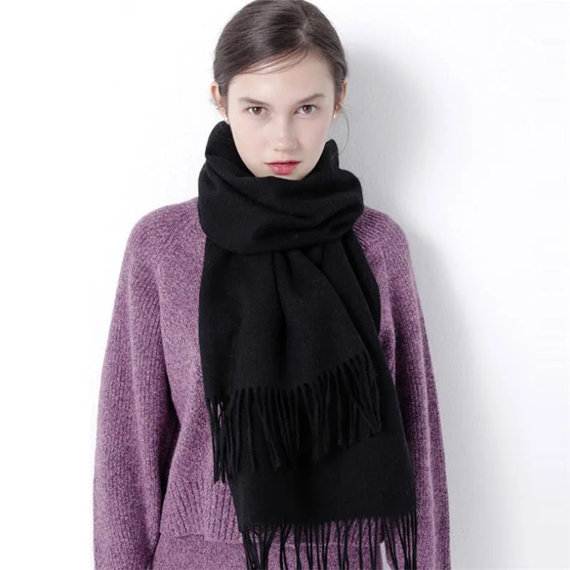 SupSindy зимний женский шарф мягкий теплый 120 г кашемир шерсть шарфы для женщин роскошный пашмины шаль длинный шарф с кисточками женский - Цвет: 013