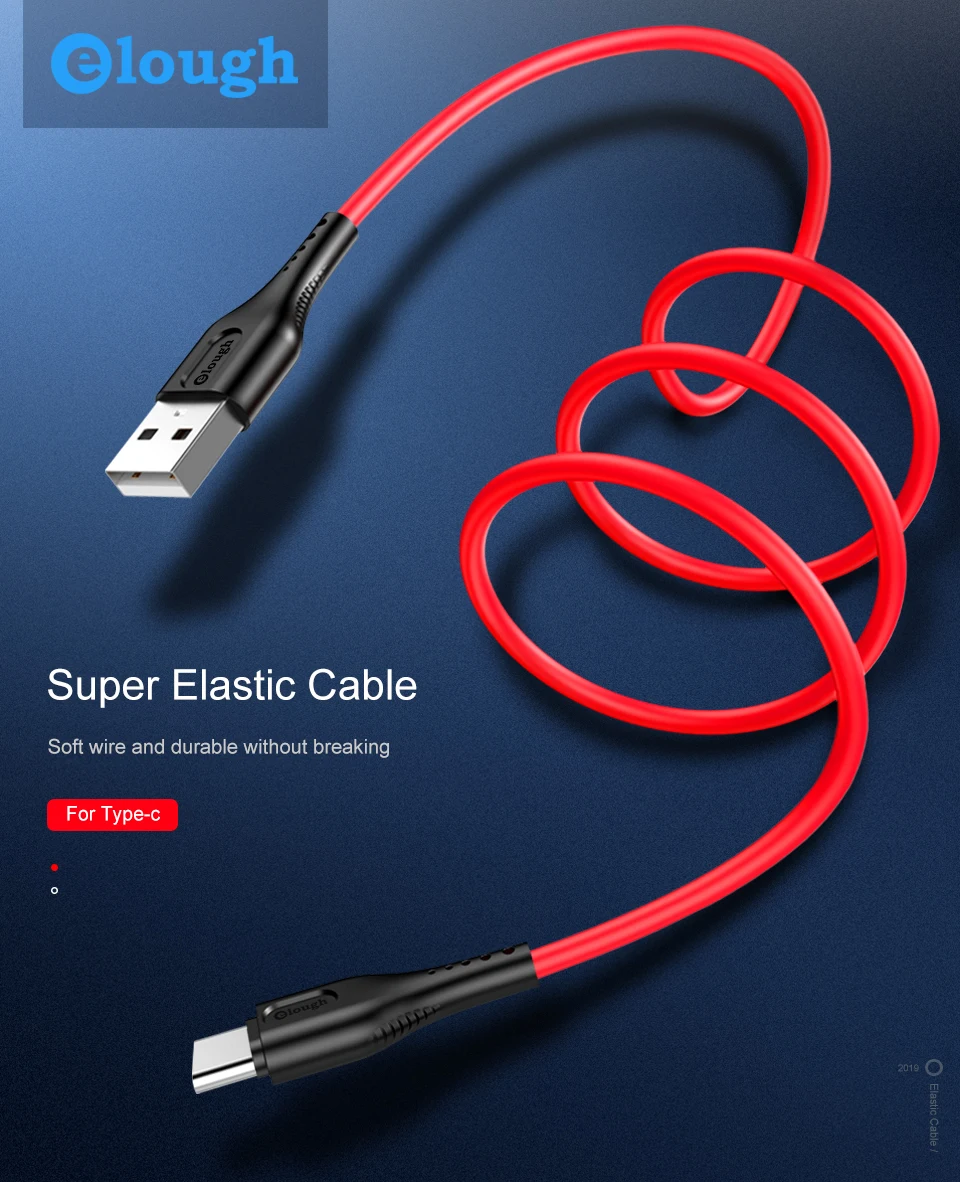 Elough usb type C кабель usb type c для xiaomi redmi note 7 huawei p30 зарядный провод для телефона зарядное устройство кабель usbc