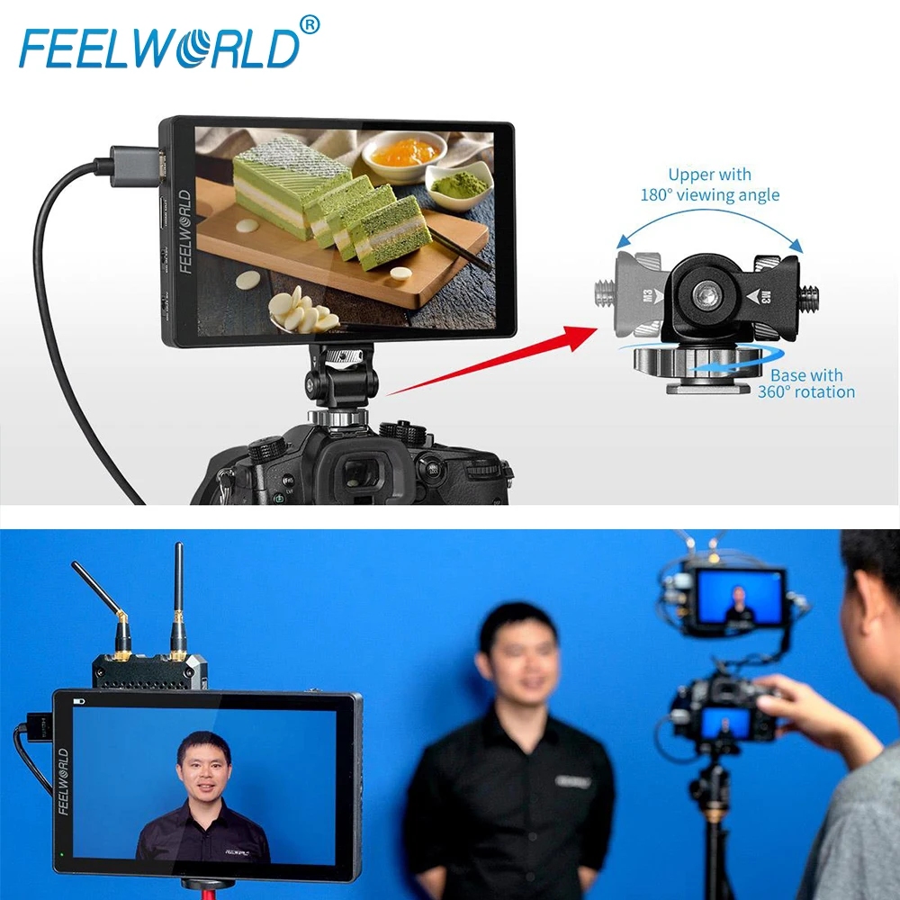 FEELWORLD F7 PRO Camera Monitor 7 Inch 3D LUT Touch Screen 4K 60Hz DSLR F970 External Power Install Kit 1920X1200