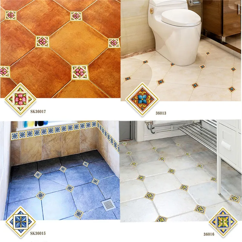 

Personality Vintage Tile Sticker Self-Adhesive Tile Art Diagonal Floor Sticker Living Room Kitchen Bedroom Floor Decoration @D
