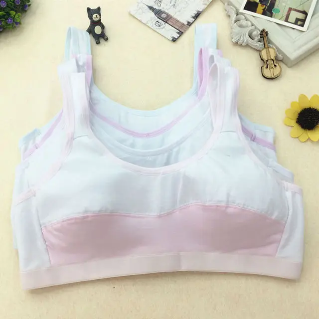

Cotton Comfortable Baby Girls Bras Young Girls Underwear For Sport Steel Ring Wireless Teen Girls Training Puberty Bra One Size