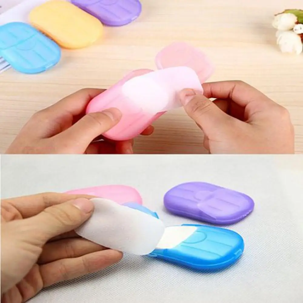 20PCS Travel Soap Paper Washing Hand Bath Clean Scented Slice Sheets 20pcs Disposable Boxe Soap Portable Mini Paper Soap