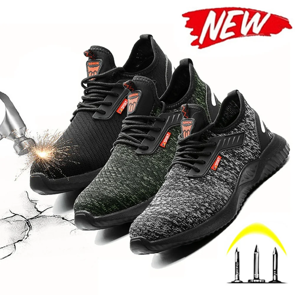 

Men's Outdoor Breathable Mesh Steel Toe Anti Smashing Safety Shoes Light Puncture Proof Comfortable Work Shoes Safety Boots