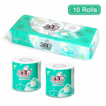 

10rolls Soft 4 Layers No Fragrance Toilet Paper Bathroom Accessories Facial Napkin Office School Wood Pulp Living Room Household