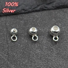 4個925シルバー色ファッション4 5 6ミリメートルあけビーズdiyの男性と女性のブレスレットネックレスアンクレットジュエリーアクセサリー作り(China)