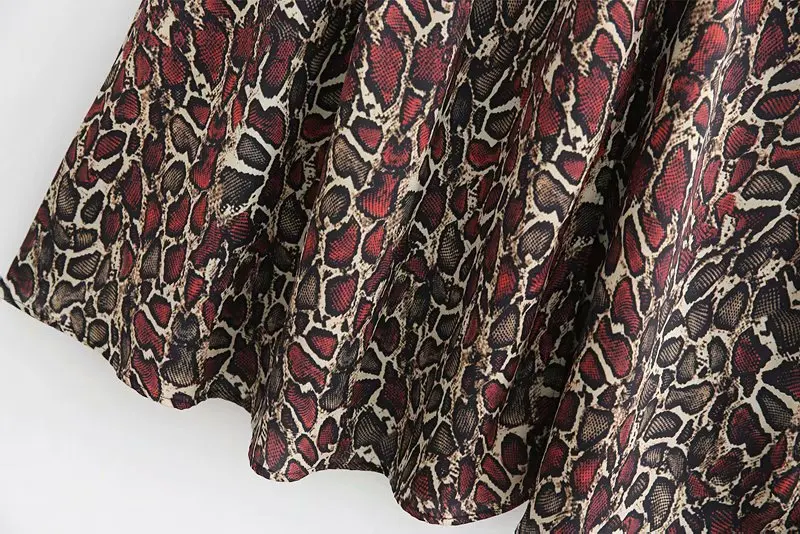 XD/1700EI стиль корейский стиль ретро с высокой талией змеиный принт средней длины Элегантная полудлина A-line юбка