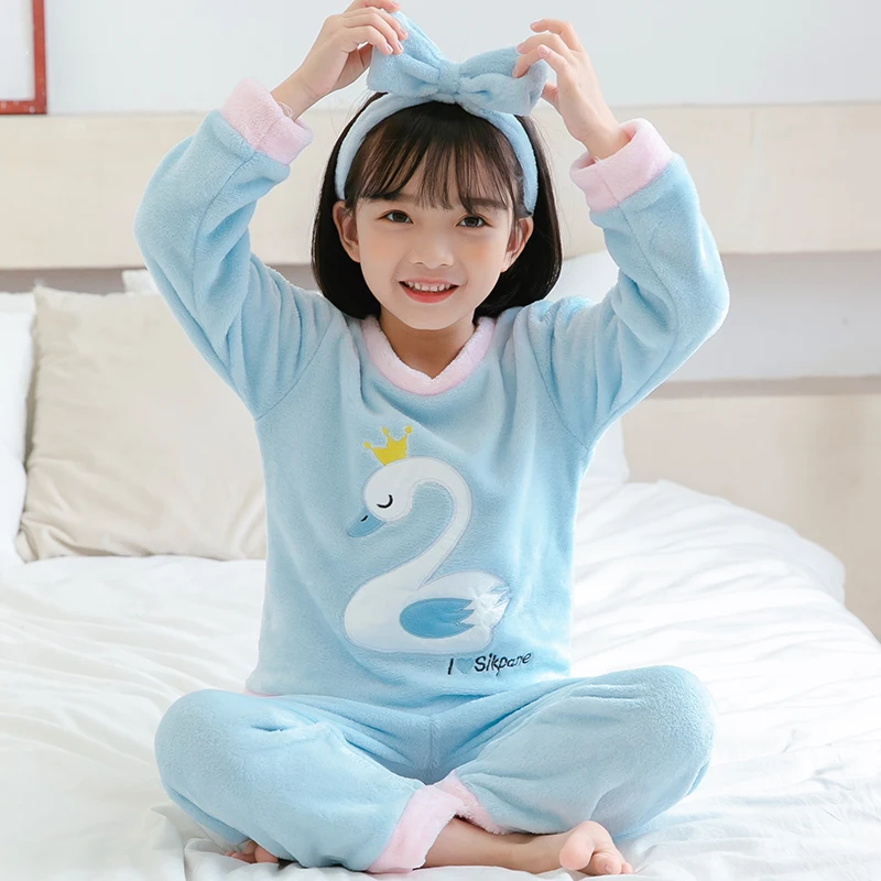 Осенне-зимние детские пижамы для детей от 3 до 12 лет фланелевые пижамы из бархата кораллового цвета для мальчиков и девочек домашняя одежда для детей, костюм