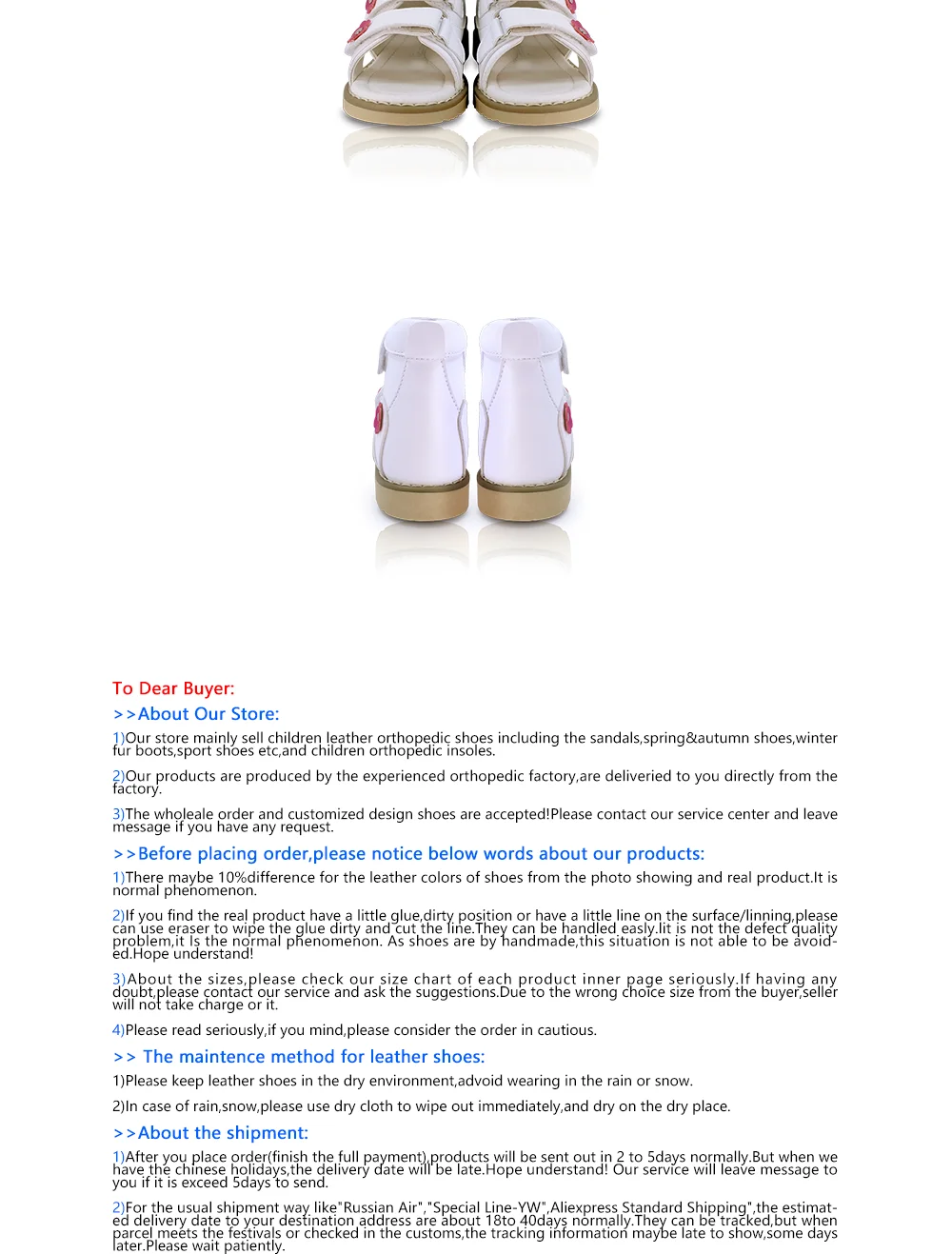 Kids Girls High-top Corrective Shoes White Genuine Leather Orthopedic Sandals with Lovely Flower Spring Summer Shoes for Health
