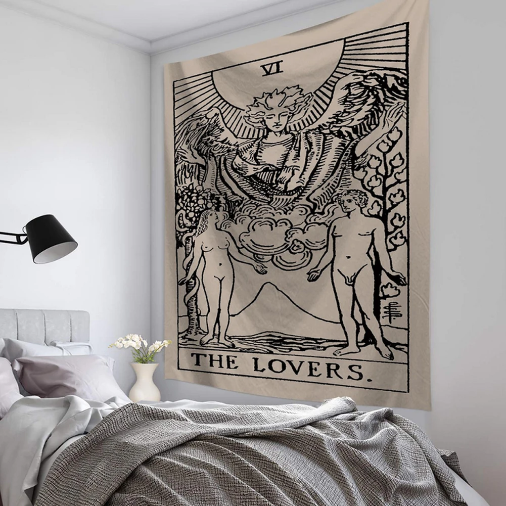 Гобелен, настенный, полиэстер, с рисунком карты Таро, одеяло, гобелен, домашний декор - Цвет: Коричневый