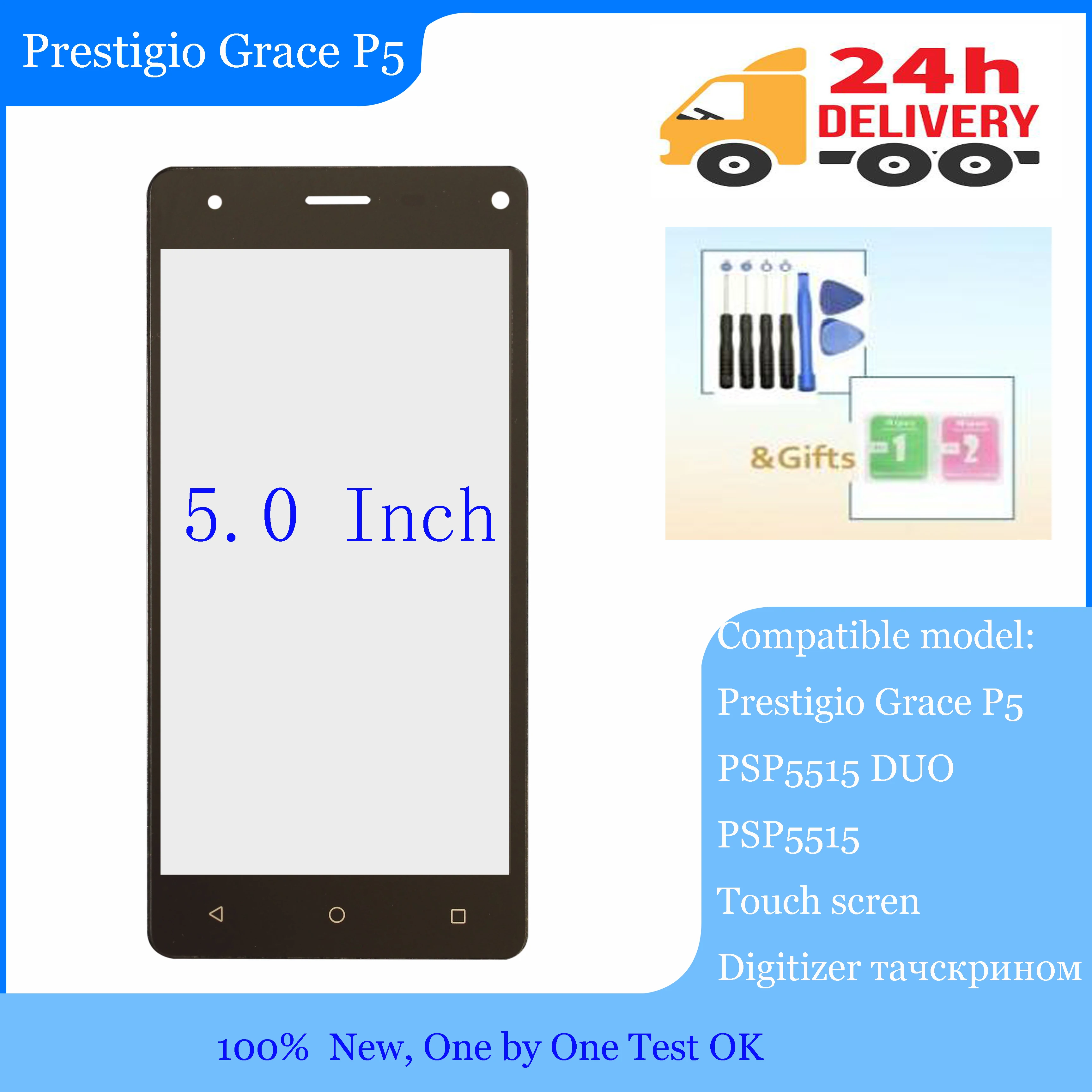 Billig Neue 5,0 zoll Für Prestigio Gnade P5 PSP5515DUO touchscreen Glas sensor panel objektiv glas Digitizer für Gnade P5 PSP5515 duo