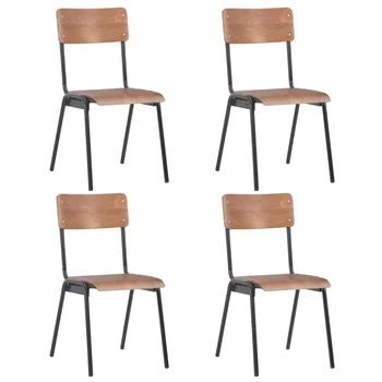 

vidaXL Dining Chairs 4 pcs Brown Solid Plywood Steel