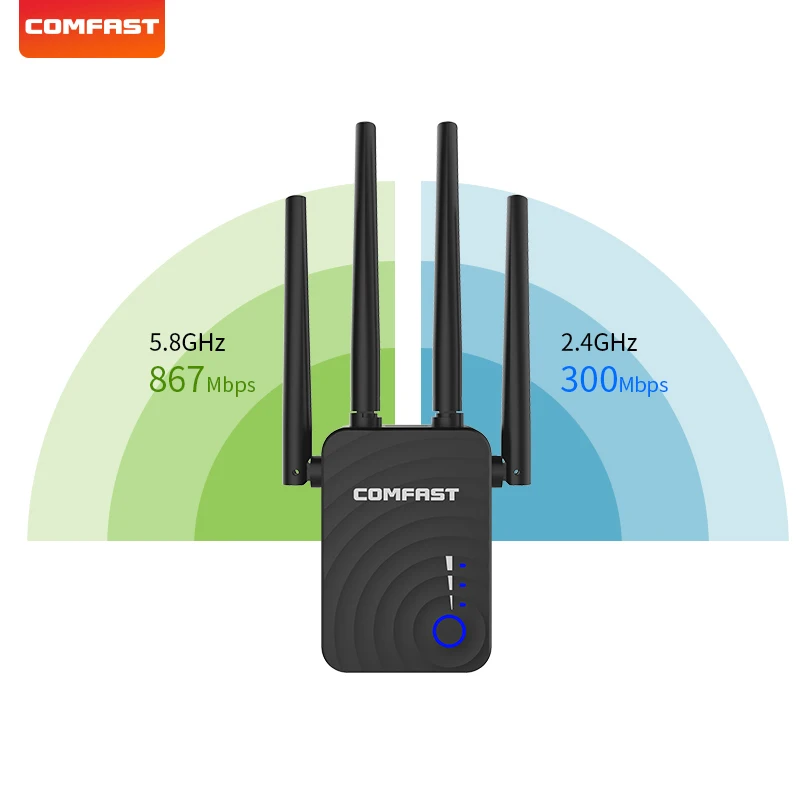 Comfast 1200Mbps Wireless Repeater Home Wifi Extender Dual Band 2.4&amp5.8Ghz Antenna Long Range Signal Amplifier CF-WR754AC | Компьютеры