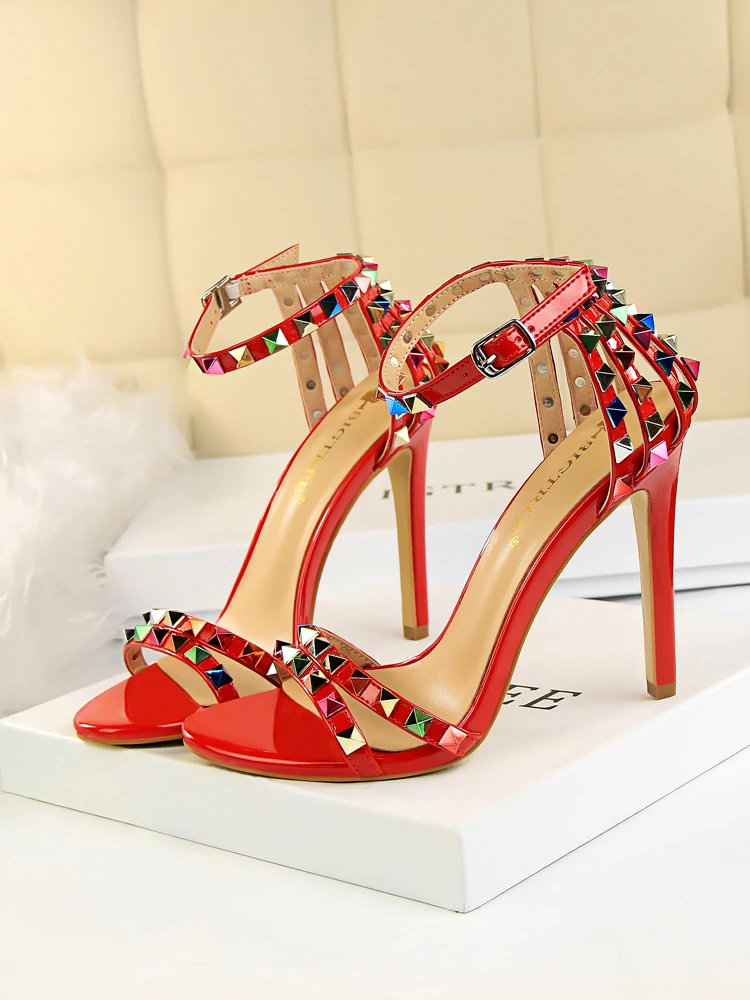 Colorful Gladiator Sandals  Rivet High Heels