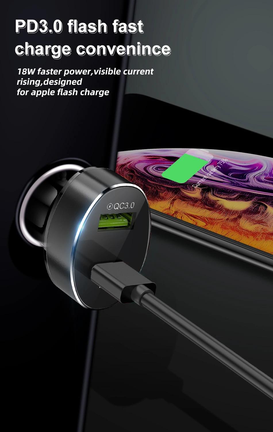 USLION 3A Быстрая зарядка USB Автомобильное зарядное устройство для iPhone 11 Pro Max быстрая PD автомобильное зарядное устройство SCP для Xiaomi Redmi Note 7 Pro samsung