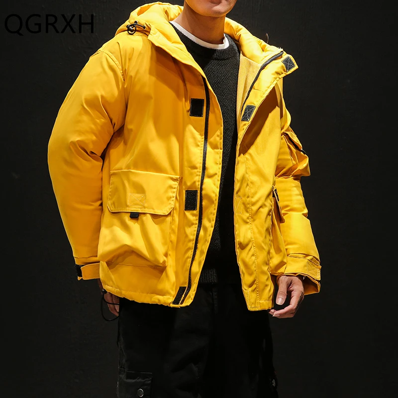 

2019 Winter Windbreaker Jackets Korean Style Hooded Parka for Men Thick Warm Windproof Outerwear Sports Coat Japanese Streetwear