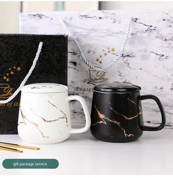

Luxury Nordic Style Mug Creative Marble Grain Simple Ceramic Cup Gift Box Tea Making Breakfast Office Coffee Mugs Set