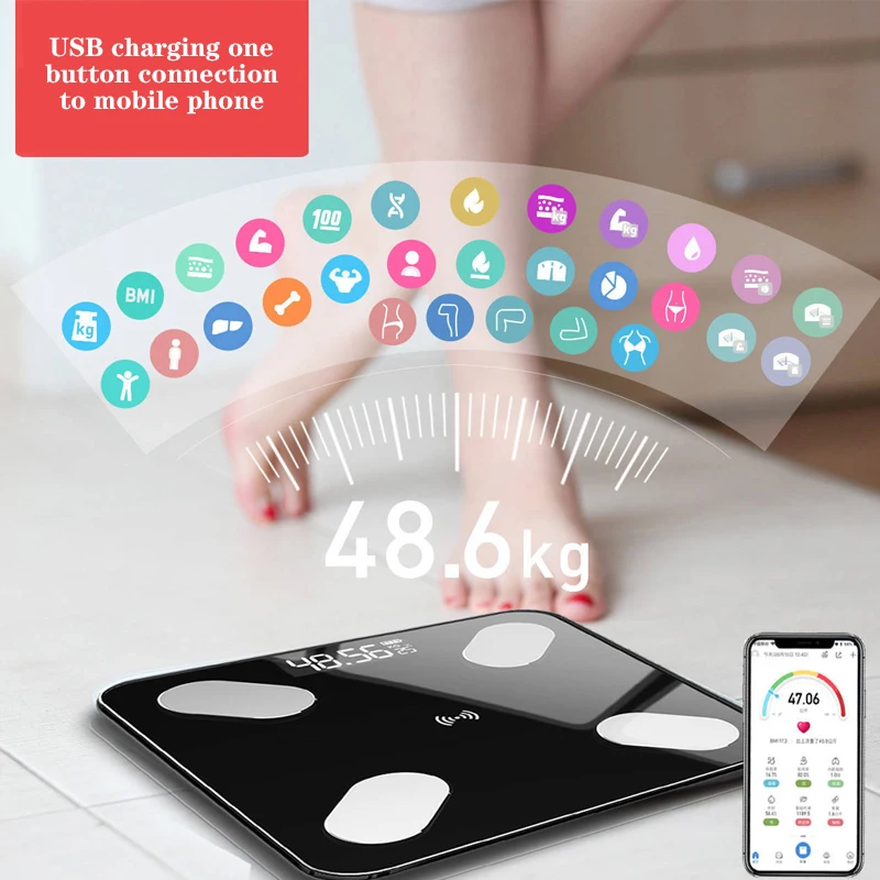 

USB Chargeable Body Fat Scale Weight Scale Household Measuring Electronic Scale Fat Scale Accurate Body Scale Chinese Verison