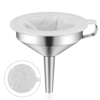 

Stainless Steel Funnel Kitchen Oil Liquid Funnel Metal Funnel with Detachable Filter Wide Mouth Funnel Wine Funnel Kitchen Tools