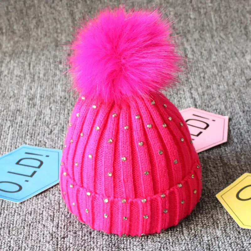 От 0 до 3 лет Одежда для новорожденных, детский головной убор, кепка бейсболка шапка с помпоном Зимний вязаный милый Кепки для мальчиков и девочек, Повседневное Карамельный цвет для девочек детские шапки